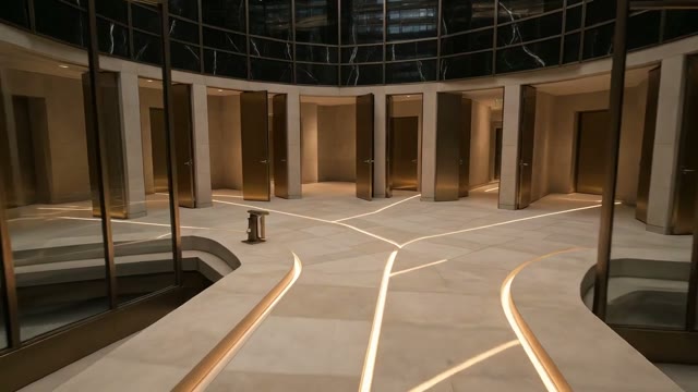 Several distinct door thresholds connected by one continuous floor path